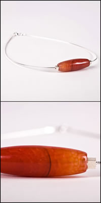Pink 'Fire' Agate Omega Necklace