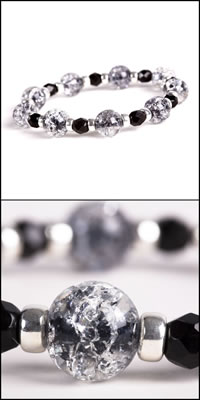 Crackle Bead Bracelet - Jet Black
