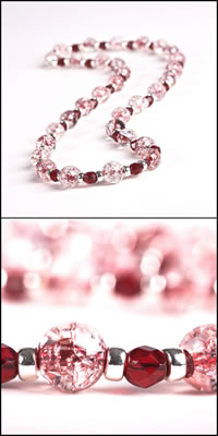 Crackle Bead Necklace  Ruby Red