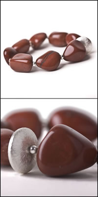 Red Jasper and Silver Bracelet
