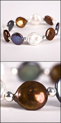 Bronze Coin Pearl Bracelet