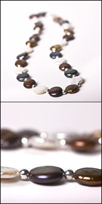 Bronze Coin Pearl Necklace