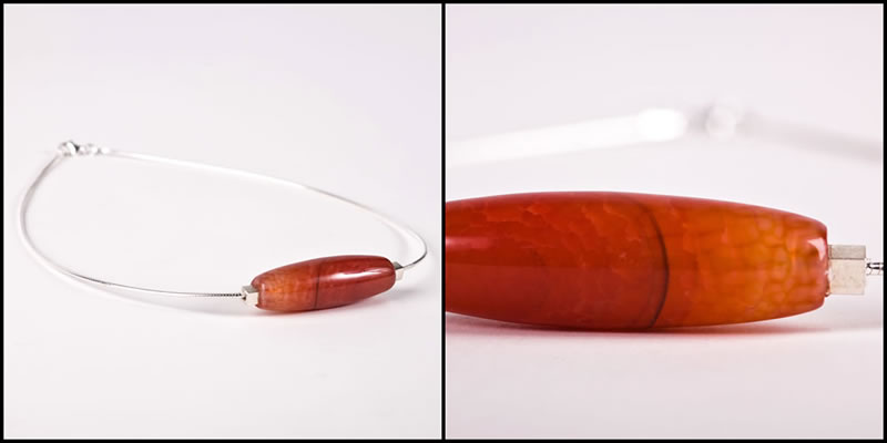 Pink 'Fire' Agate Omega Necklace