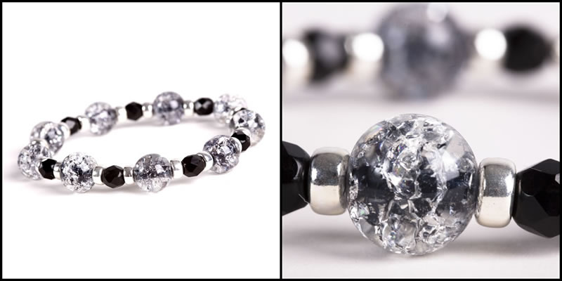 Crackle Bead Bracelet - Jet Black