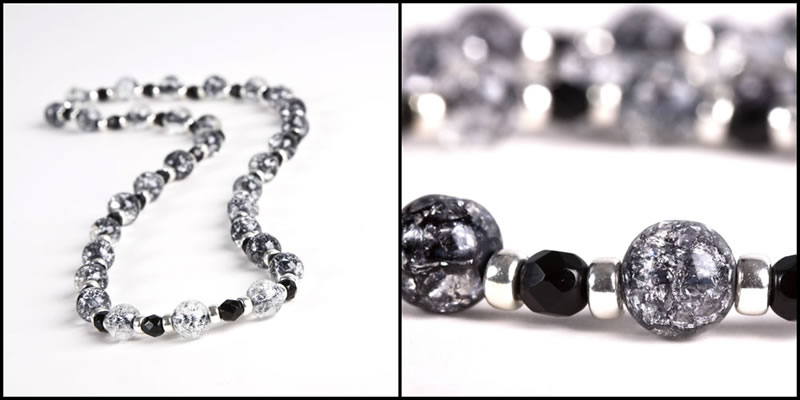 Crackle Bead Necklace � Jet Black