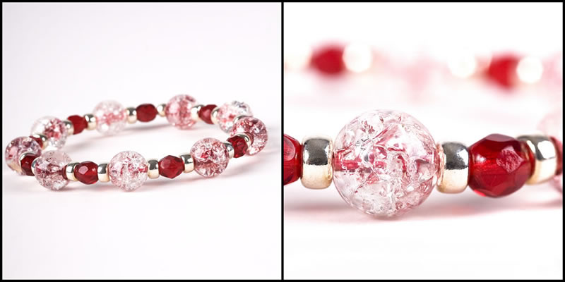 Crackle Bead Bracelet � Ruby Red