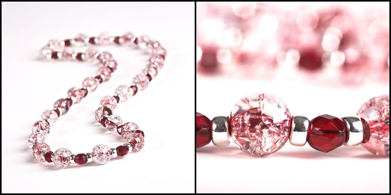 Crackle Bead Necklace � Ruby Red