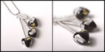 <span style='font-size: 12px;'>Midnight Black Murano 3 Heart Pendant Necklace</span>