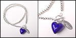 <span style='font-size: 12px;'>Cobalt Blue Murano Heart Sterling Silver Bead Double Wrap Bracelet </span>