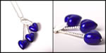 <span style='font-size: 12px;'>Cobalt Blue Murano 3 Heart Pendant Necklace</span>