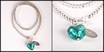 <span style='font-size: 12px;'>Verde Marino Green Murano Heart Sterling Silver Bead Double Wrap Bracelet</span>