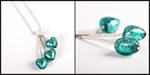 <span style='font-size: 12px;'>Verde Marino Green Murano 3 Heart Pendant Necklace</span>