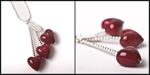 <span style='font-size: 12px;'>Ruby Red Murano 3 Heart Pendant Necklace</span>